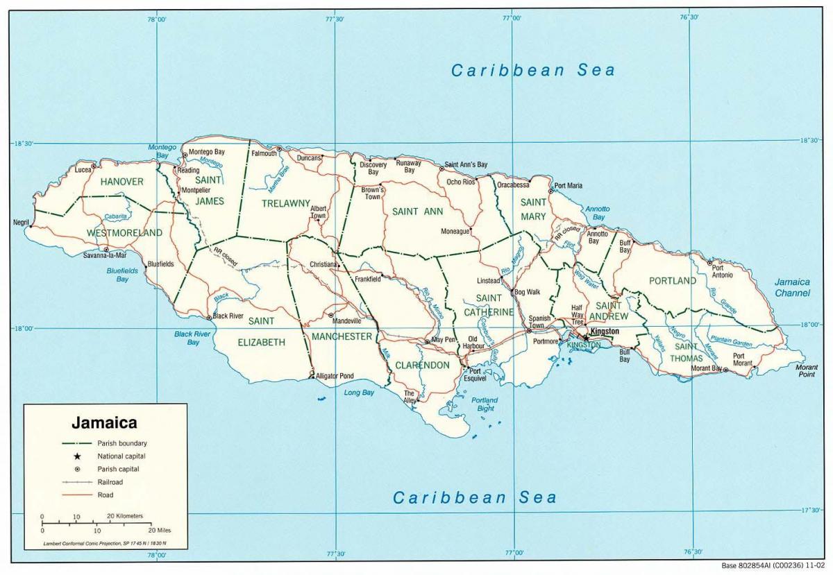 जमैका मानचित्र