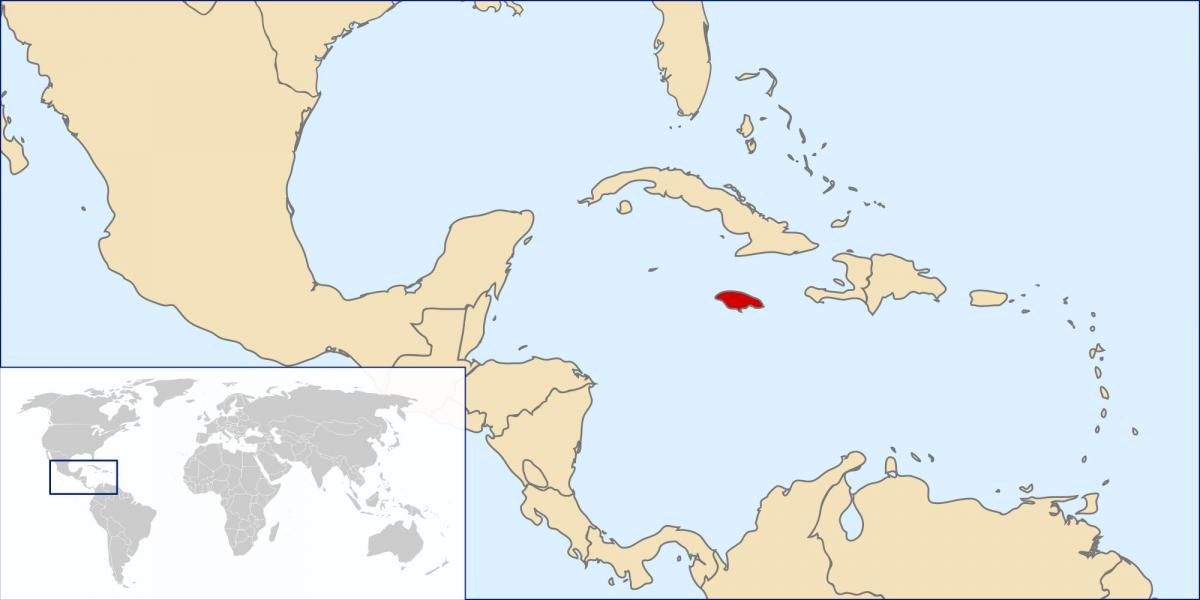 जमैका मानचित्र में दुनिया