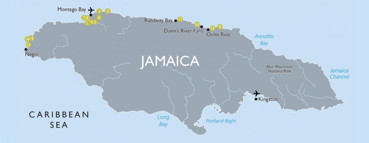 नक्शा जमैका के हवाई अड्डों