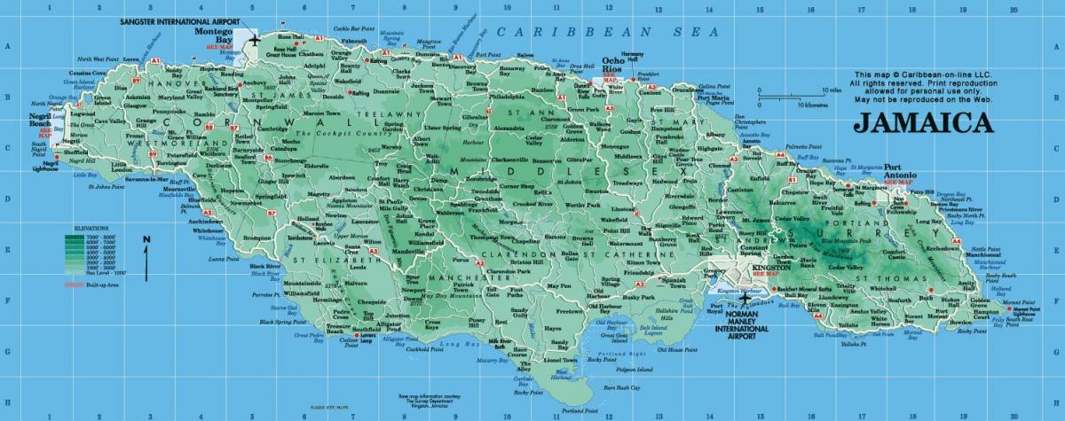 एक नक्शे के जमैका