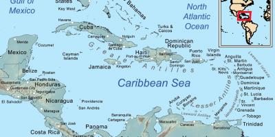 नक्शा जमैका के और आसपास के द्वीपों