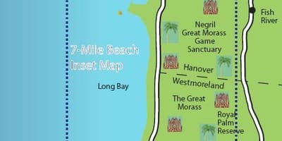 नक्शे के negril, जमैका 7 माइल beach